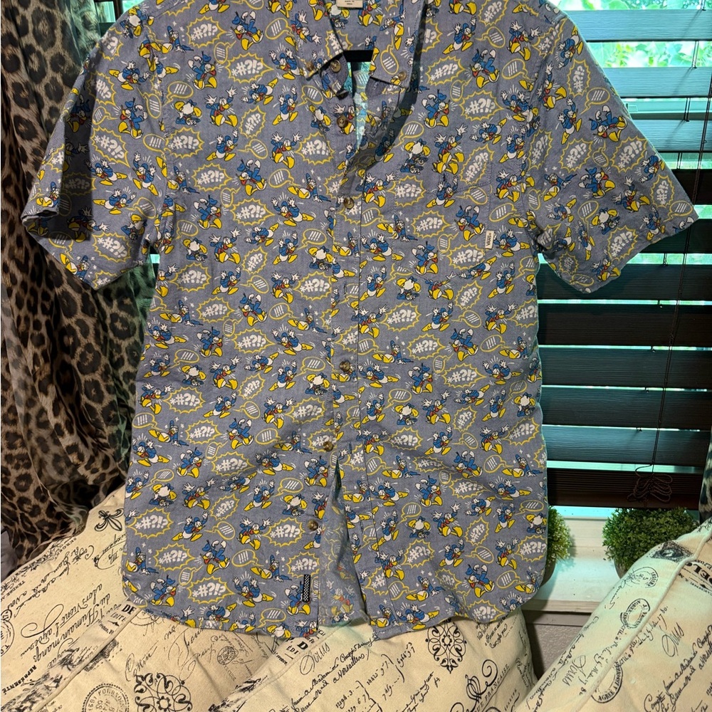 Vans Disney Blue and Yellow Casual Button Down Shirt